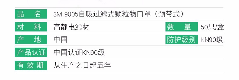 3M9501+KN95防塵口罩信息
